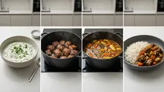 Aromatisches Lammragout mit Basmatireis – dazu Gurken-Minze-Raita zum Ausbalancieren