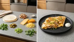 Knusprige Tortilla-Sandwiches aus der Pfanne – mit Hähnchen, Käse und Jalapeños