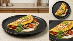 Indisches Omelett mit Gemüsefüllung – schnell gemacht, würzig und mit Kokos-Crunch