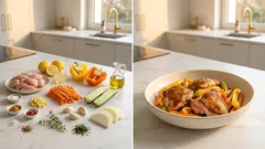 Schnelle mediterrane Gemüsepfanne mit Hähnchen – zitronig und schön knackig