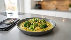 Grünes Gemüsecurry mit Kokosmilch: würzig, cremig und in 20 Minuten auf dem Tisch