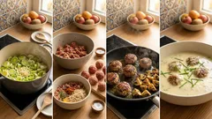 Käse-Lauchsuppe mit Fleischbällchen: cremig, herzhaft und unkompliziert gekocht