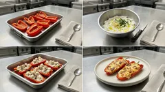 Mediterrane gefüllte Paprika aus dem Ofen – Ricotta, Anchovis und goldene Käsekruste