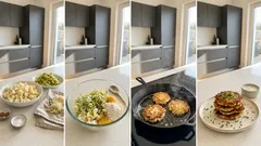 Knusprige Blumenkohlbratlinge aus der Pfanne – mit frischem Joghurt-Minze-Dip