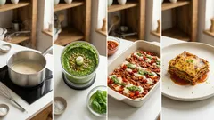 Gemüse-Lasagne mit Linsen & Spinat-Basilikum-Pesto – cremig, würzig, gut vorzubereiten