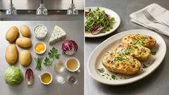 Gefüllte Kartoffeln mit Gorgonzola – cremig überbacken, dazu knackiger Salat