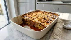 Griechische Moussaka aus dem Ofen: Auberginen, Kartoffeln und cremige Béchamel
