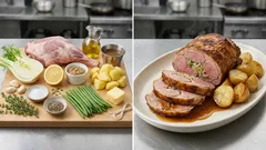 Gefüllte Lammkeule aus dem Ofen: mit Fenchel, Kartoffeln und Butterbohnen