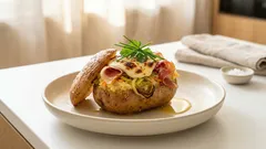 Gefüllte Ofenkartoffeln mit Lauch und Möhre – überbacken mit Mozzarella & Parmaschinken