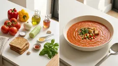 Paprika-Gazpacho mit Basilikum – eine kalte Sommersuppe, die immer gelingt