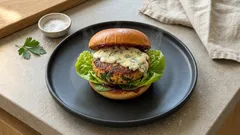 Kichererbsen-Burger mit Spinat & Dolcelatte – knusprige Patties, cremig-würzig belegt